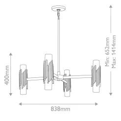 Żyrandol Marvele - 8 źródeł światła - Postarzany mosiądz (MARVELE8-AB-OPAL) - Elstead Lighting