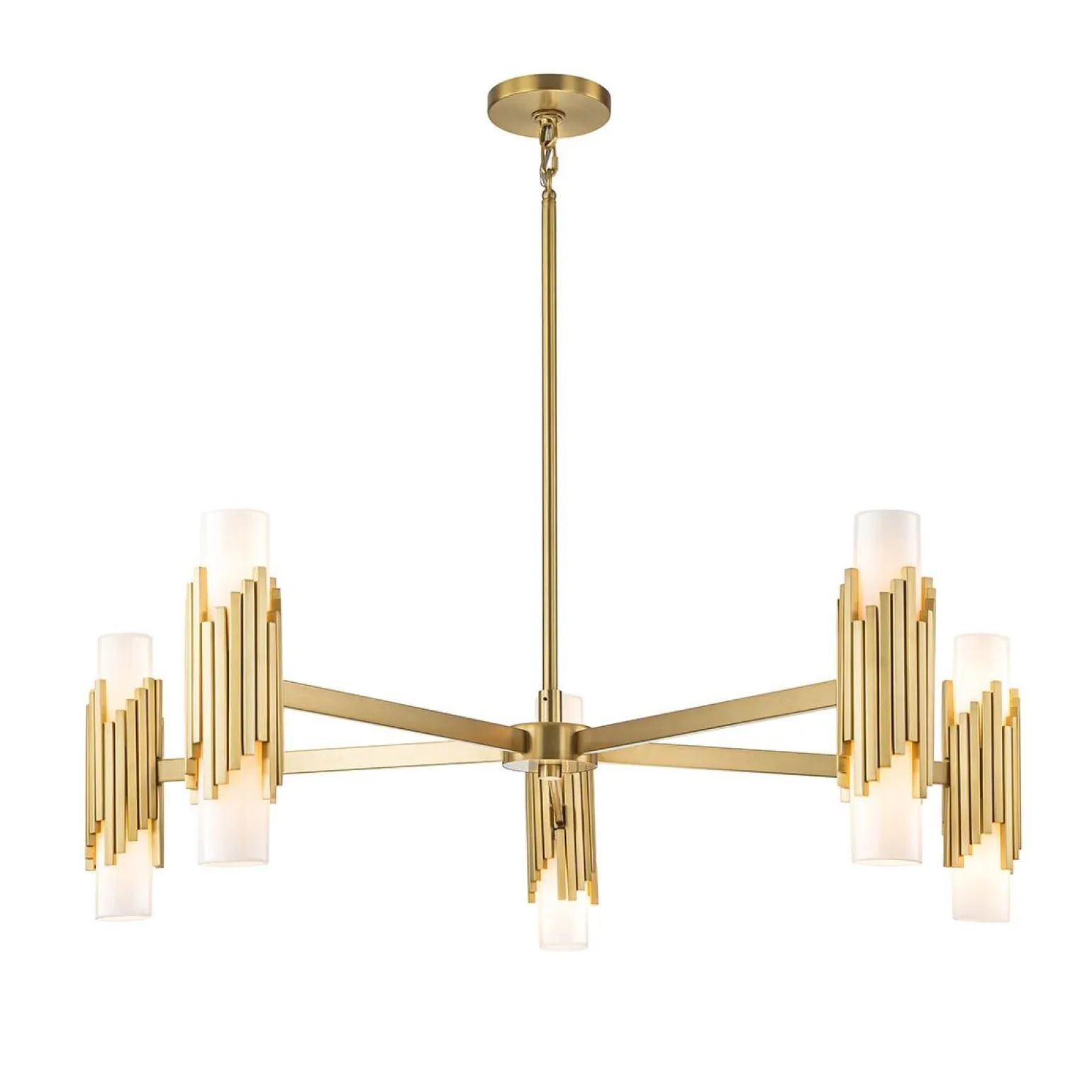 Żyrandol Marvele - 10 źródeł światła - Postarzany mosiądz (MARVELE10-AB-OPAL) - Elstead Lighting