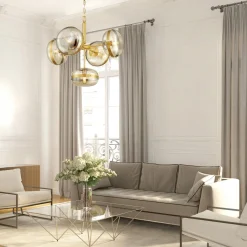 Żyrandol Nottingham - 5 źródeł światła - Antyczny mosiądz (QN-NOTTINGHAM-5P-AB) - Quintiesse