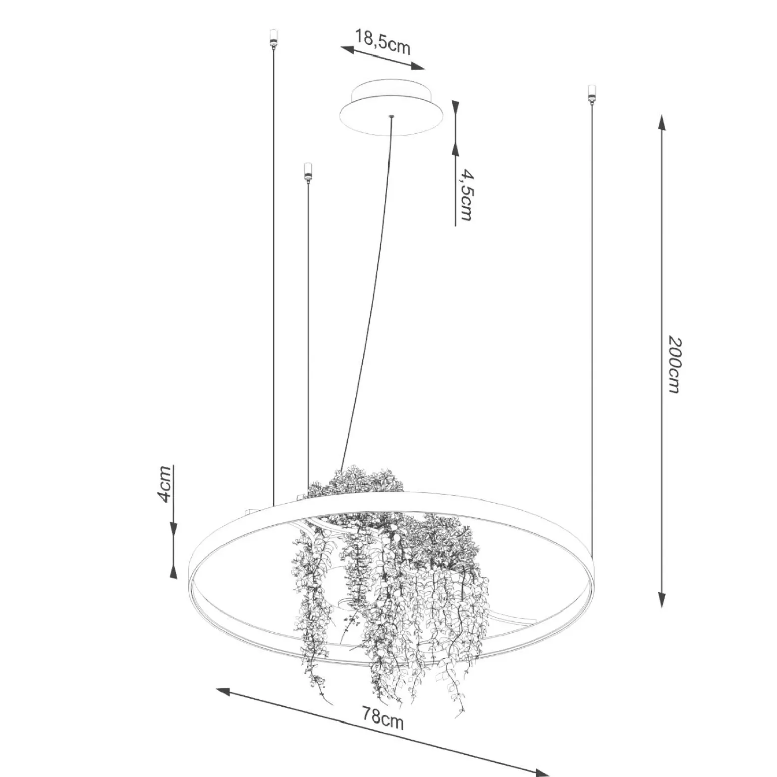 Żyrandol RIO BIO 78 czarny LED 4000K (TH.552) - Thoro Lighting