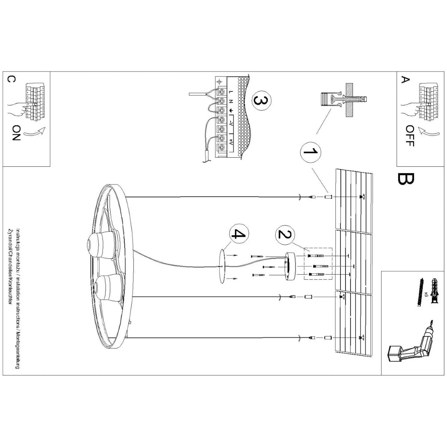 Żyrandol RIO BIO 78 czarny LED 4000K (TH.552) - Thoro Lighting