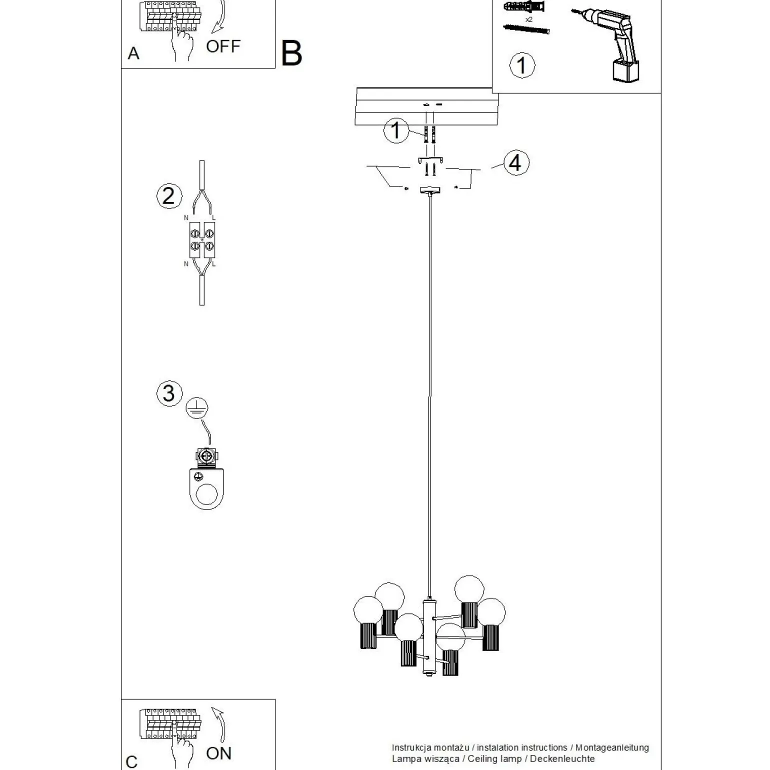 Żyrandol sześcioramienny HALO 6 ultramaryna (SL.1835) - Sollux Lighting