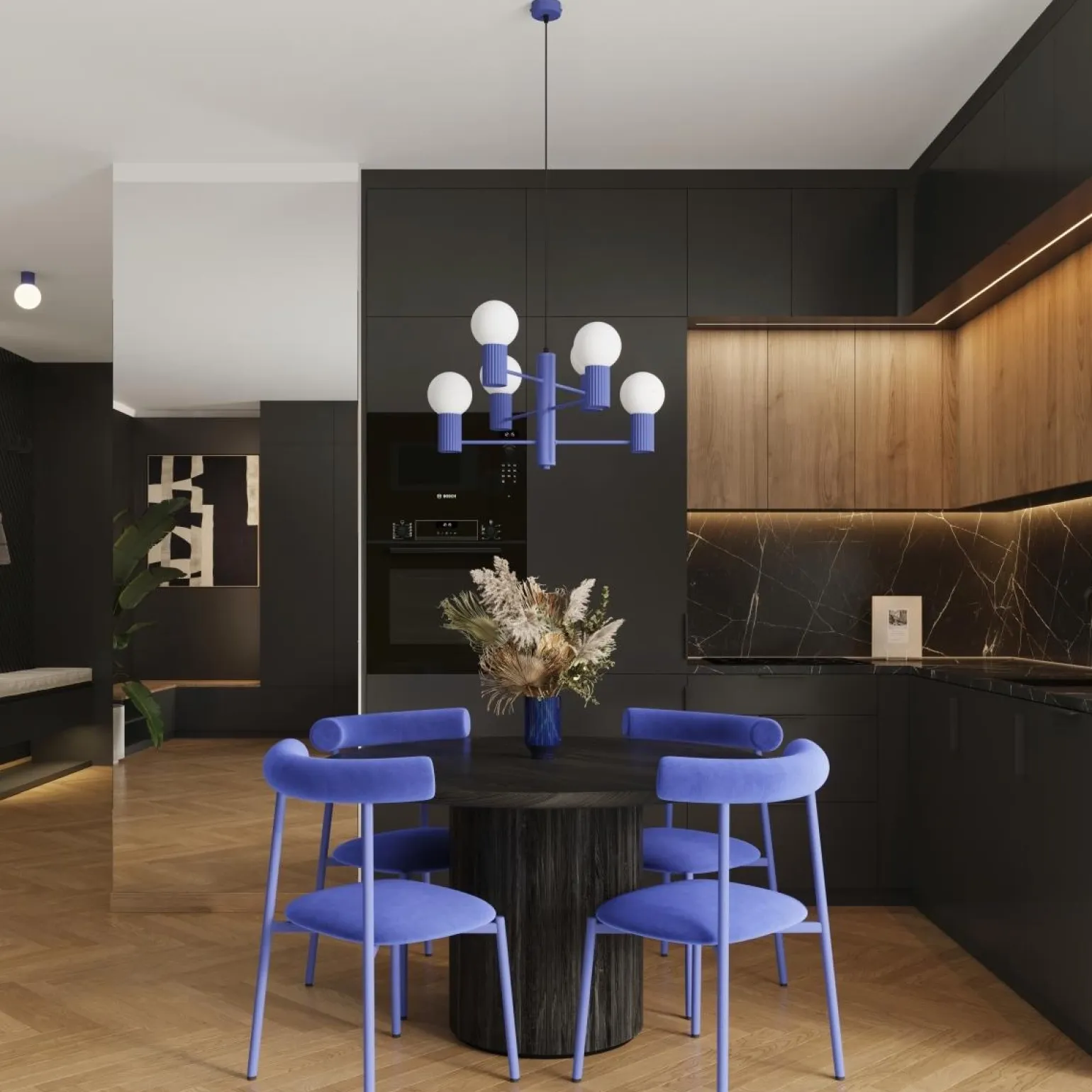 Żyrandol sześcioramienny HALO 6 ultramaryna (SL.1835) - Sollux Lighting