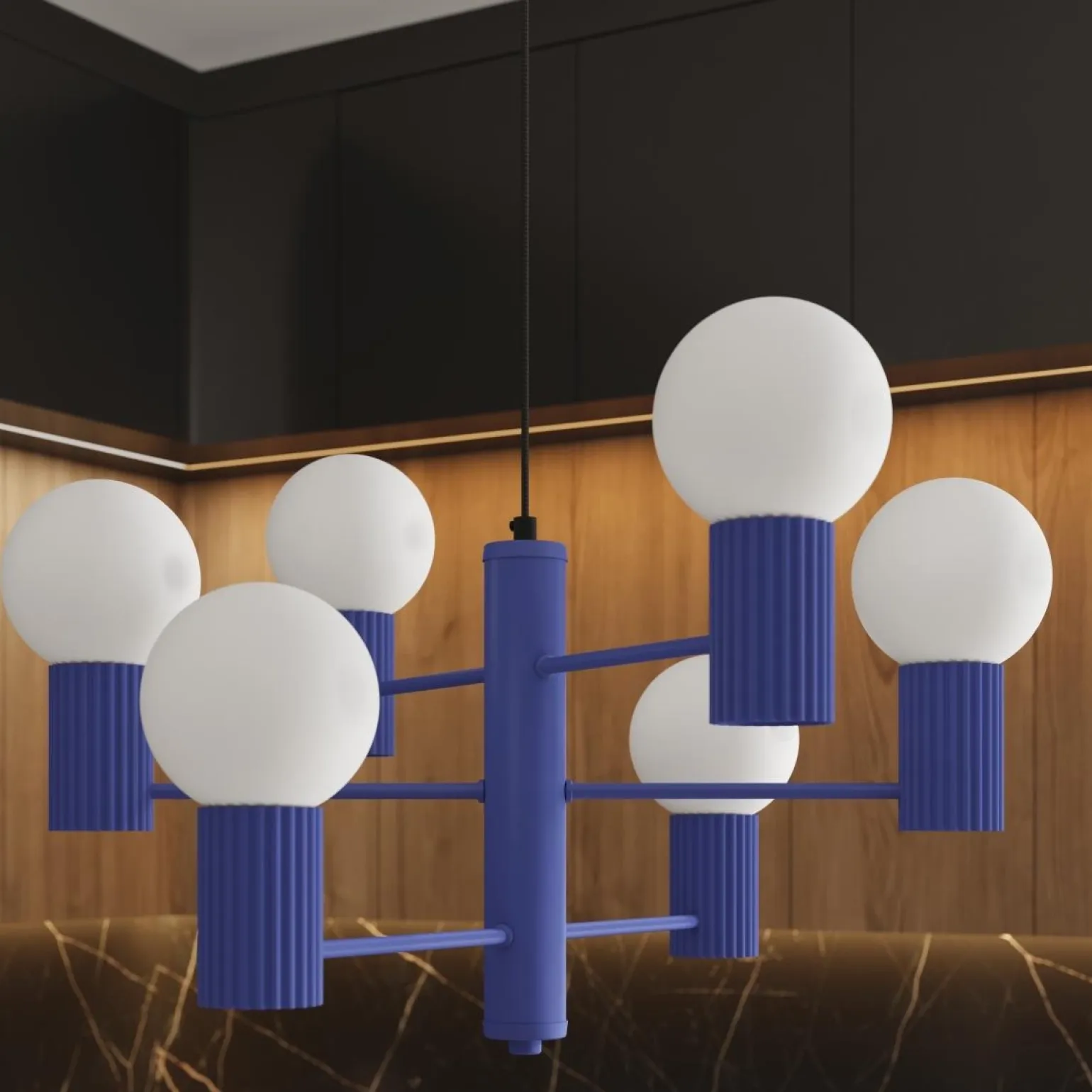 Żyrandol sześcioramienny HALO 6 ultramaryna (SL.1835) - Sollux Lighting