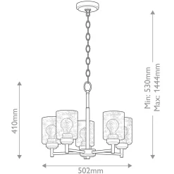 Żyrandol Winslow - 5 źródeł światła - Naturalny mosiądz (KL-WINSLOW5-NBR) - Elstead Lighting