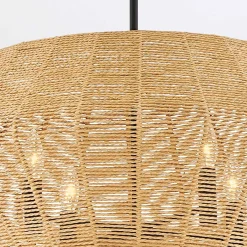 Żyrandol z rattanu Luca - 10 źródeł światła - karmelowy beż (QN-LUCA-10P-BK-CAM) - Quintiesse