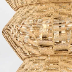 Żyrandol z rattanu Luca - 10 źródeł światła - karmelowy beż (QN-LUCA-10P-BK-CAM) - Quintiesse