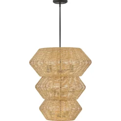 Żyrandol z rattanu Luca - 10 źródeł światła - karmelowy beż (QN-LUCA-10P-BK-CAM) - Quintiesse