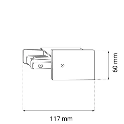 Zasilanie szynoprzewodu podtynkowego 1F 230V - Czarne (6351) - Brosline