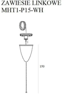Zawiesie linkowe DOBAC TRACK 1.5 m białe z regulacją bez uchwytu (MHT1-P15-WH) - Maxlight