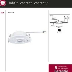 Zestaw 10 oczek sufitowych EBL schw LED 10x4,8W 3000K ws m (PL99996) - PAULMANN