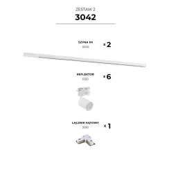 Zestaw szynowy 1-obwodowy 1F biały 2m w kształcie litery "L" 3042 Zuma Line