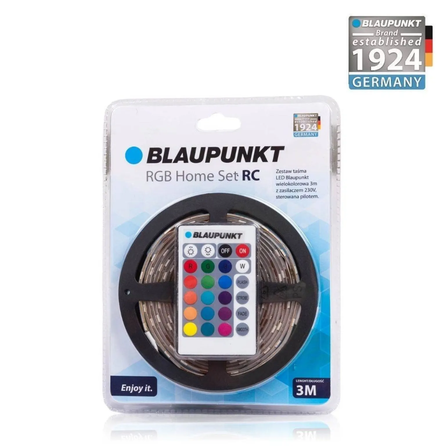 Zestaw taśma LED RGB 12V 3M IP20 PILOT+CE ADAPTER blister (BLAUPUNKT-TL12RGB-SET)