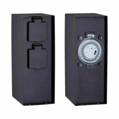 Zewnętrzna kolumna zasilająca RIO 2GN. 230V + programator czasowy IP44 stal szlachetna / antracyt (PL94314) - PAULMANN