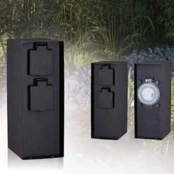 Zewnętrzna kolumna zasilająca RIO 2GN. 230V + programator czasowy IP44 stal szlachetna / antracyt (PL94314) - PAULMANN