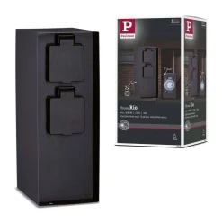 Zewnętrzna kolumna zasilająca RIO 2GN. 230V + programator czasowy IP44 stal szlachetna / antracyt (PL94314) - PAULMANN