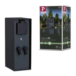 Zewnętrzna kolumna zasilająca RIO 2GN. 24V Plug & Shine + 2GN. 230V IP44 + czujnik zmierzchu stal szlachetna / antracyt (PL94701) - PAULMANN