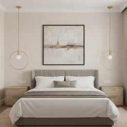 Złota lampa wisząca przy lustrze Bella 40 cm (DP0001A-400R) - Step into Design